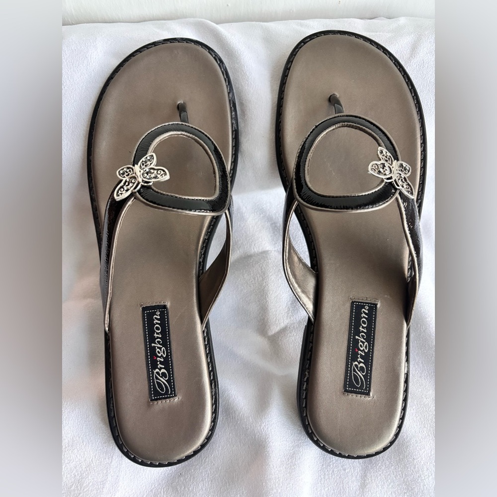 Brighton Osiris Black Sandals with Butterfly Ornament Size 10M